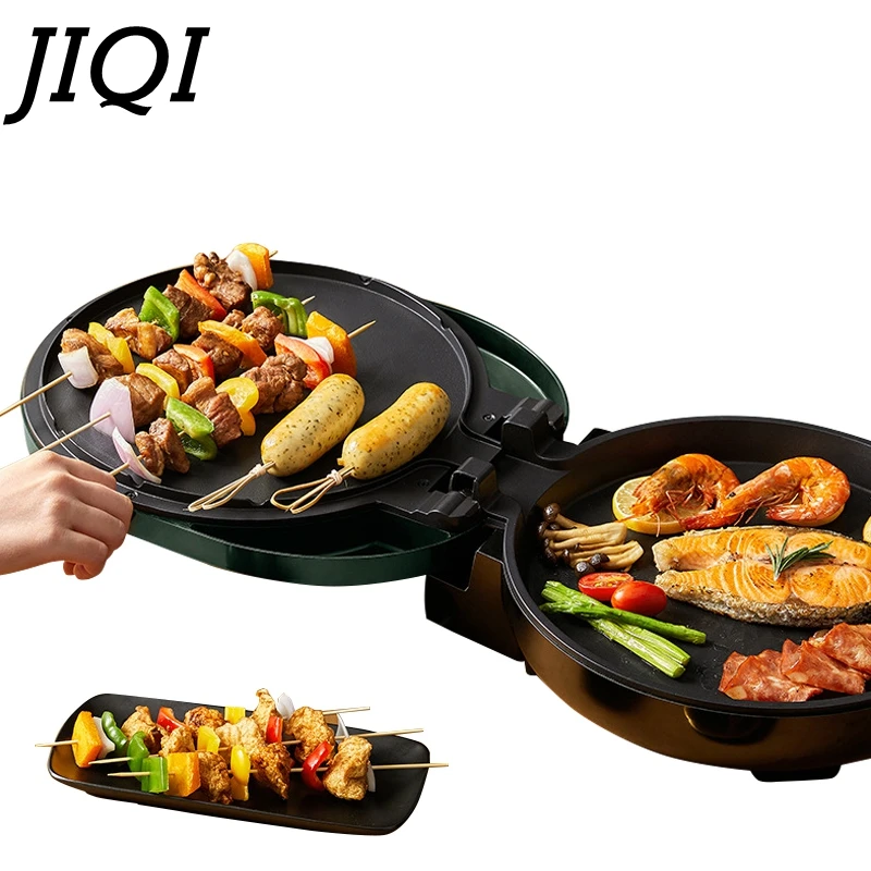 JIQI 220V Household Double Sided Baking Pan Electric Skillet Frying Pan Crepe Pancake Maker Automatic Pizza Pie Machine BBQ Tool 5