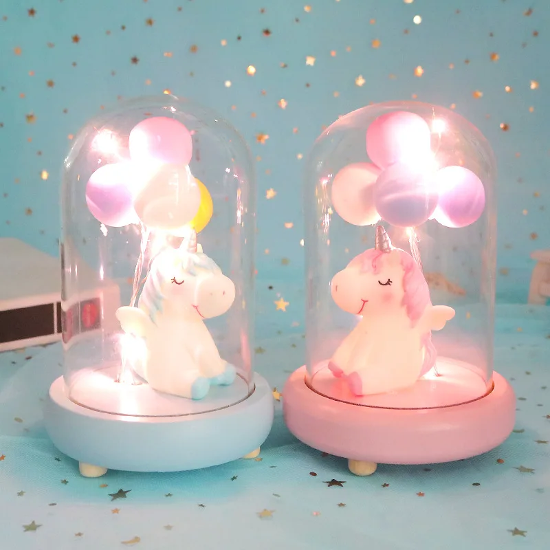 Смола милый светодиодный Единорог шар ночник животное прикроватная лампа детский день рождения Рождественский подарок для детей украшение дома
