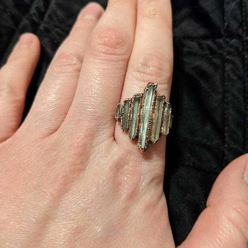 Vintage Irregular Rock Wrapped Finger Ring,finger ring