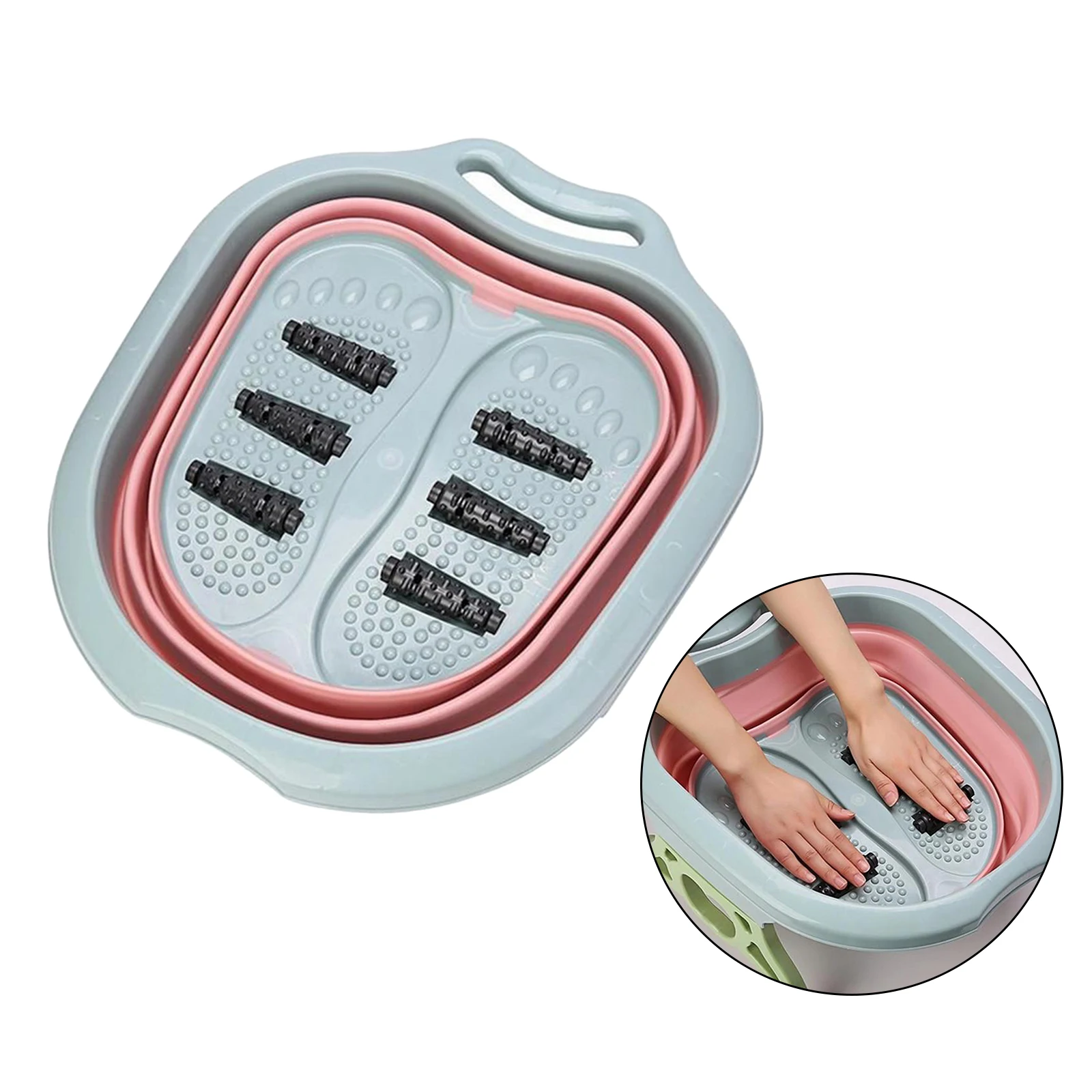 Foldable Foot Soaking Tub Bucket Foot Bath w/ Massage Rollers Foot Care