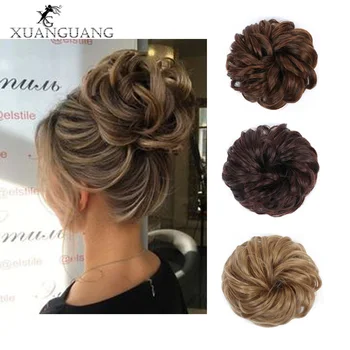 

XUANGUANG Curly bun wearing rubber band synthetic wig synthetic bun Donut wig chignon