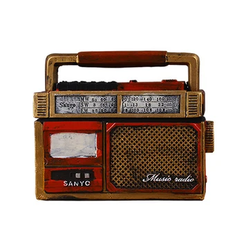 

Home Decoration Crafts Retro Nostalgic Resin Radio Miniature Model Ornaments Multifunction Ashtray Figurines Photograph Props