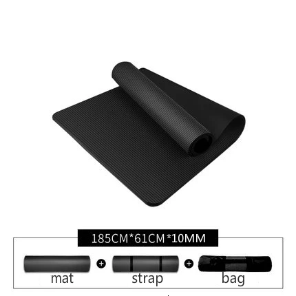 185x61x1cm black 185 см увеличенный коврик для фитнеса, коврик для йоги, мужской коврик для тренажерного зала, Esterilla, коврик для йоги, удлиненный нескользящий коврик для начинающих с сумкой для йоги - Цвет: 185x61x1cm black