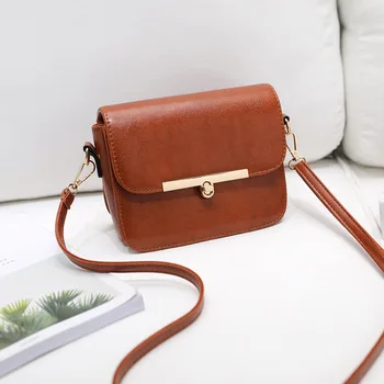 

Ladies bag 2020 Fashion Shoulder bag Oil wax leather Retro Small square bag Messenger PU Soft leather Designer bag Exquisite