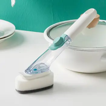 

2 in1 Long Handle Cleaning Brush with Removable Brush Head Soap Dispenser Wash Cup Sponge Brush Home Kitchen Cleaning Tool