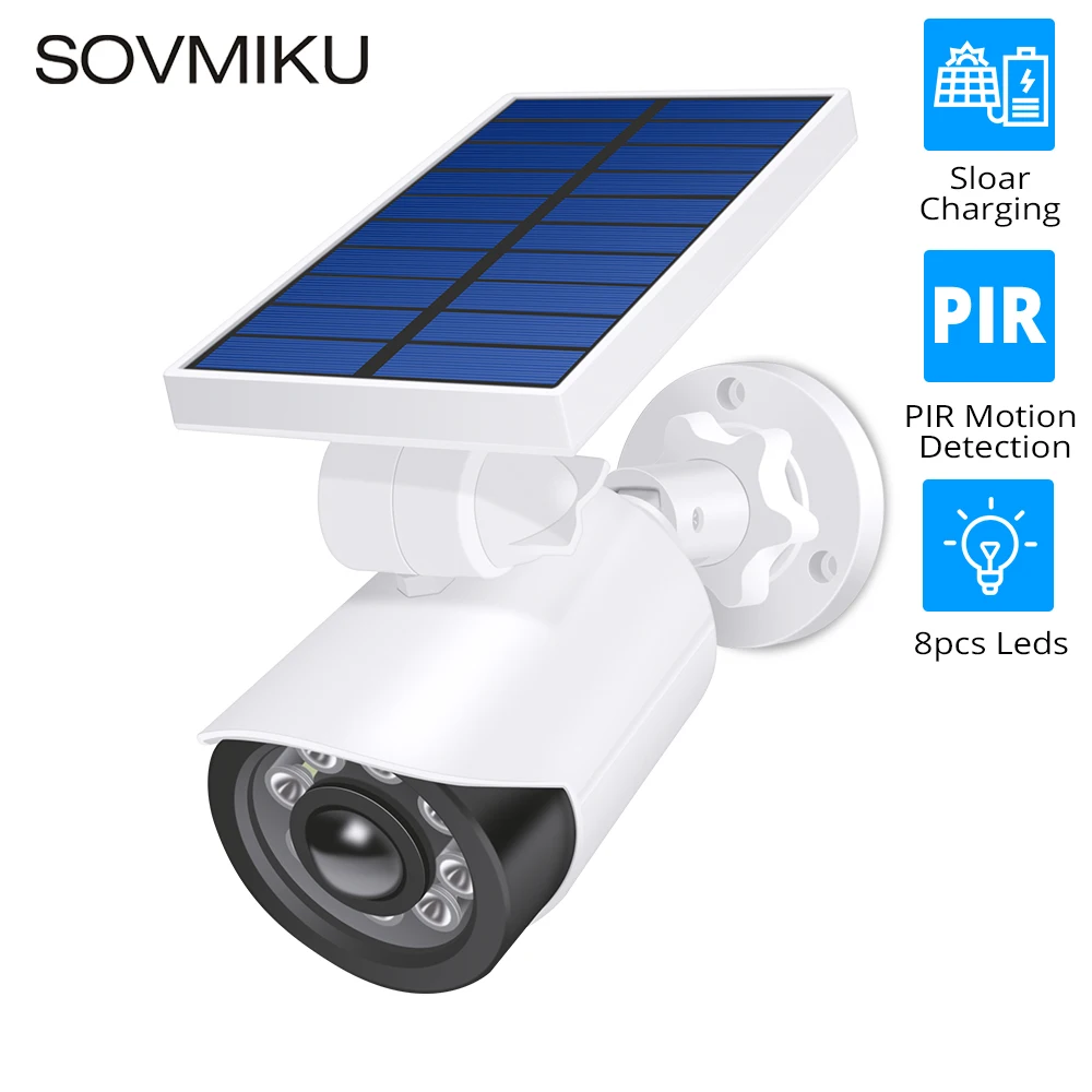 

Fake Dummy Camera Bullet Waterproof Outdoor Solar Charge CCTV Surveillance Camera Light Leds Body Detection
