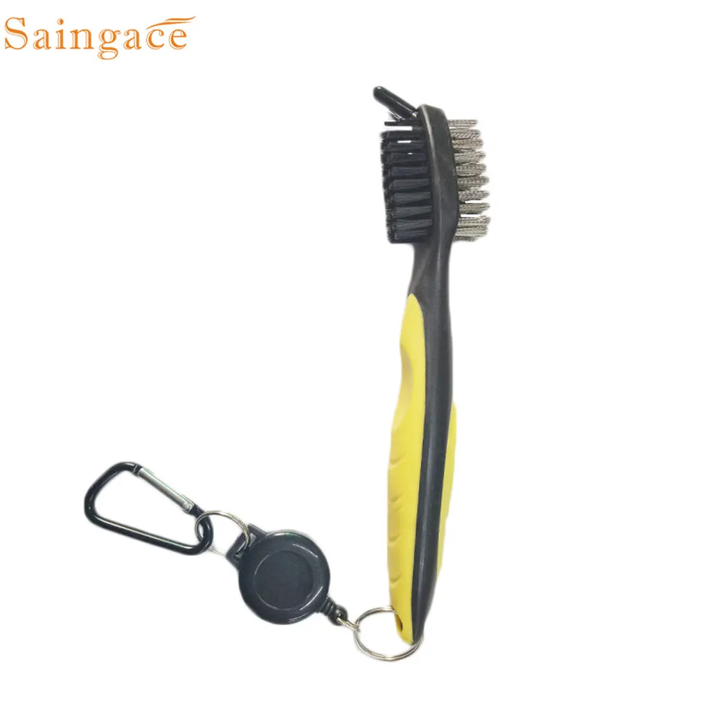 Saingace щетка для чистки Двухсторонняя щетка для чистки гольф-клуба паз очиститель с выдвижной катушкой инструмент для чистки Прямая поставка