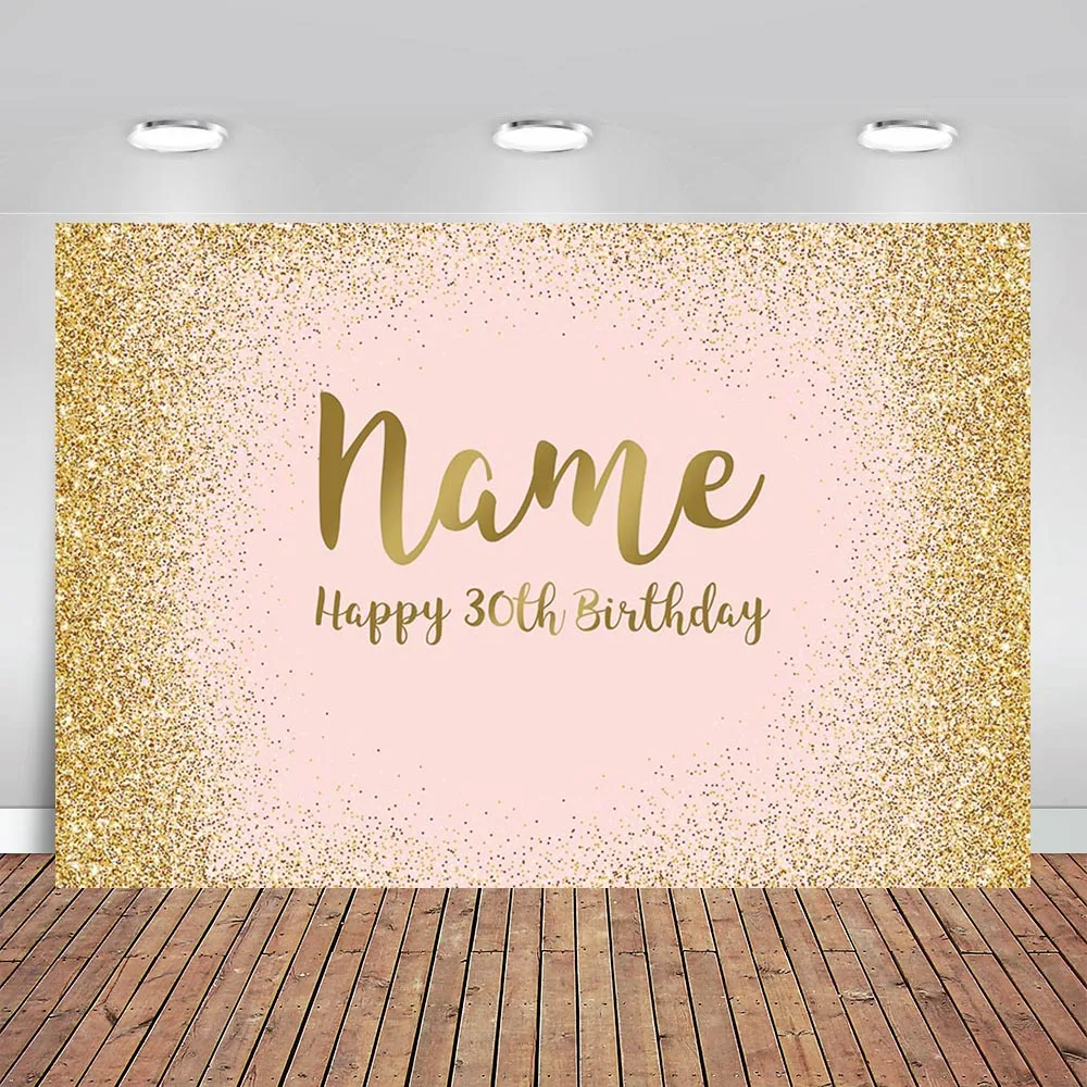 

Rose Gold Glitter Sequins DIY Happy 30th 40th 50th 60th Birthday Prom Party Custom Photo Studio Backdrops Backgrounds Vinyl