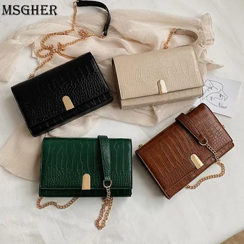 

MSGHER Stone Pattern PU Leather Crossbody Bags For Women 2020 Chain Fashion Small Shoulder Messenger Bag Female Lock Handbags