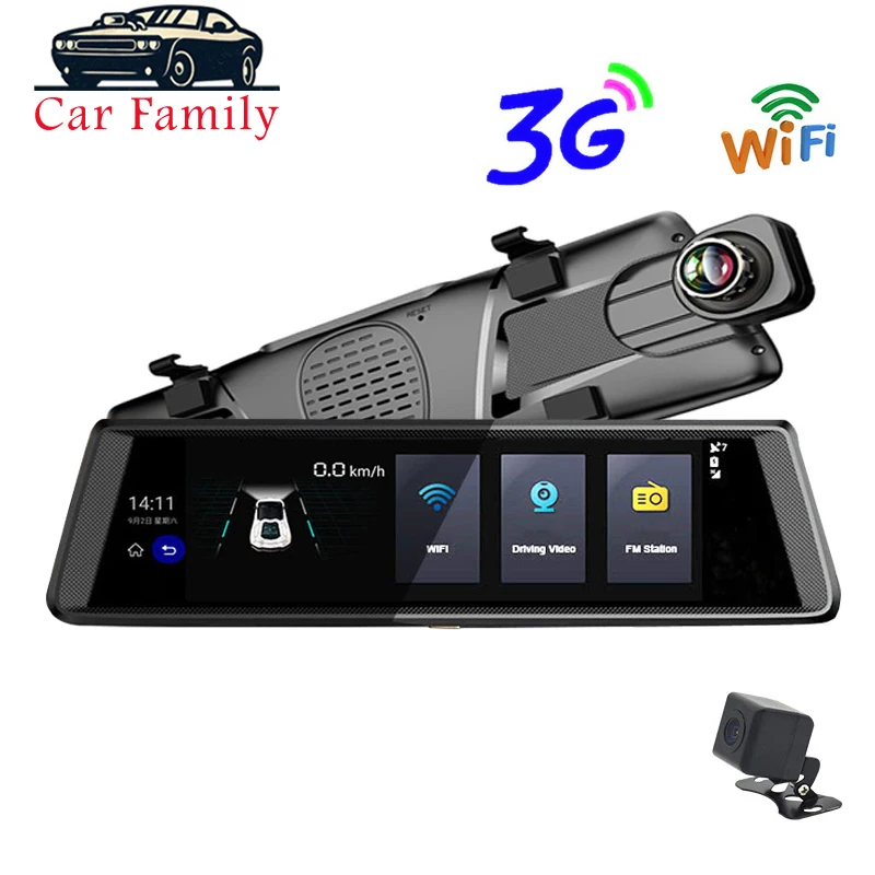 Android 5.0 10 Inch 3G Car DVR Dash Cam Touch Rearview Mirror Dash Camera Dual Lens GPS Navigation Wifi Bluetooth Radar