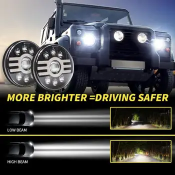 

7 inch 500W LED Headlight Round Halo Hi-Lo Beam Dual Color for Harley Wrangler Skillful Design and Exquisite Appearance