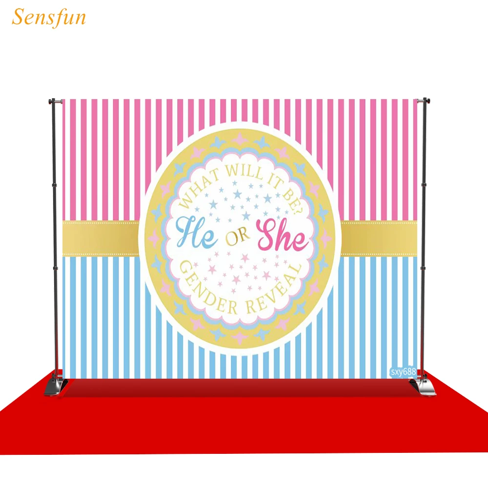 LEVOO photography backdrop Gender reveal stripes pink star photocall photobooth studio shoot fabric | Электроника
