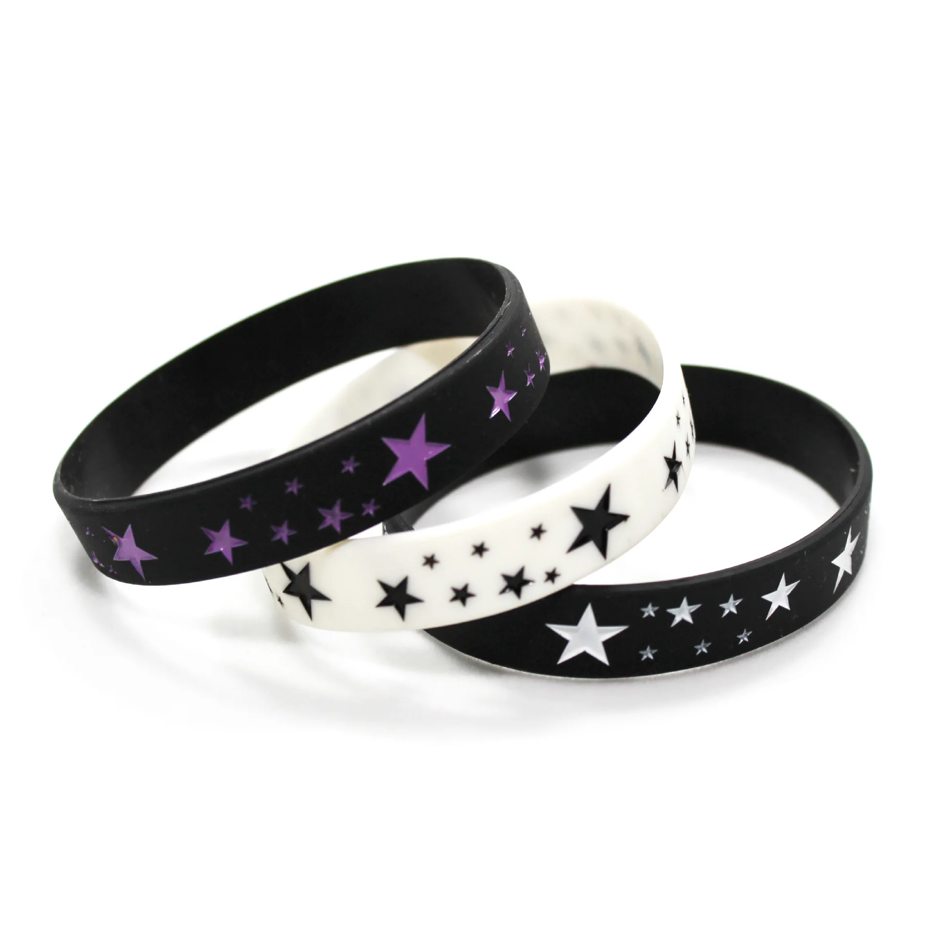 1PC Debossed Printed Stars Sport Band Silicone Wristbands Bracelets Fashion Style Women Men Jerwerly Gifts SH329 silicone wristband