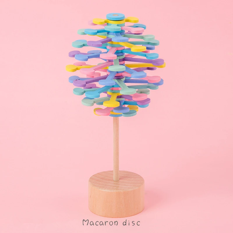 Macaron Деревянные вращающиеся игрушки на палочке для снятия стресса, креативные Вращающиеся Леденцы, забавные волшебные игрушки DIY, подарки для детей и взрослых - Цвет: Macaron