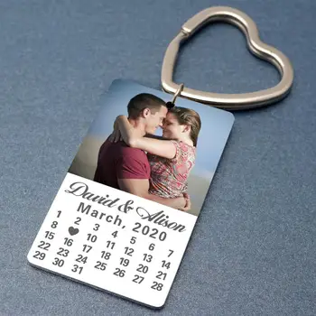 

Personalized Photo Keychains Calendar Keychains Gift For Couple Save the Date Calendar Keyrings Gift For Her
