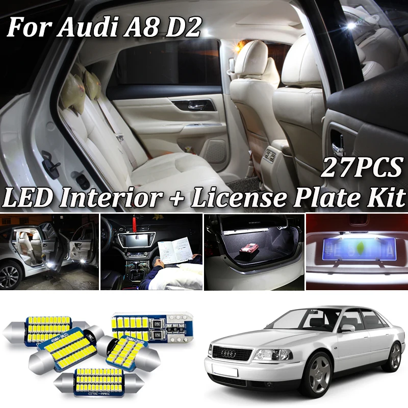 27 шт. белый Canbus без ошибок для Audi A8 S8 D2 4D светодиодный светильник номерного знака +