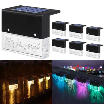 

6pcs Step Deck Yard Patio Illuminate 2 Modes Solar Light Fence Post Garden Decor
