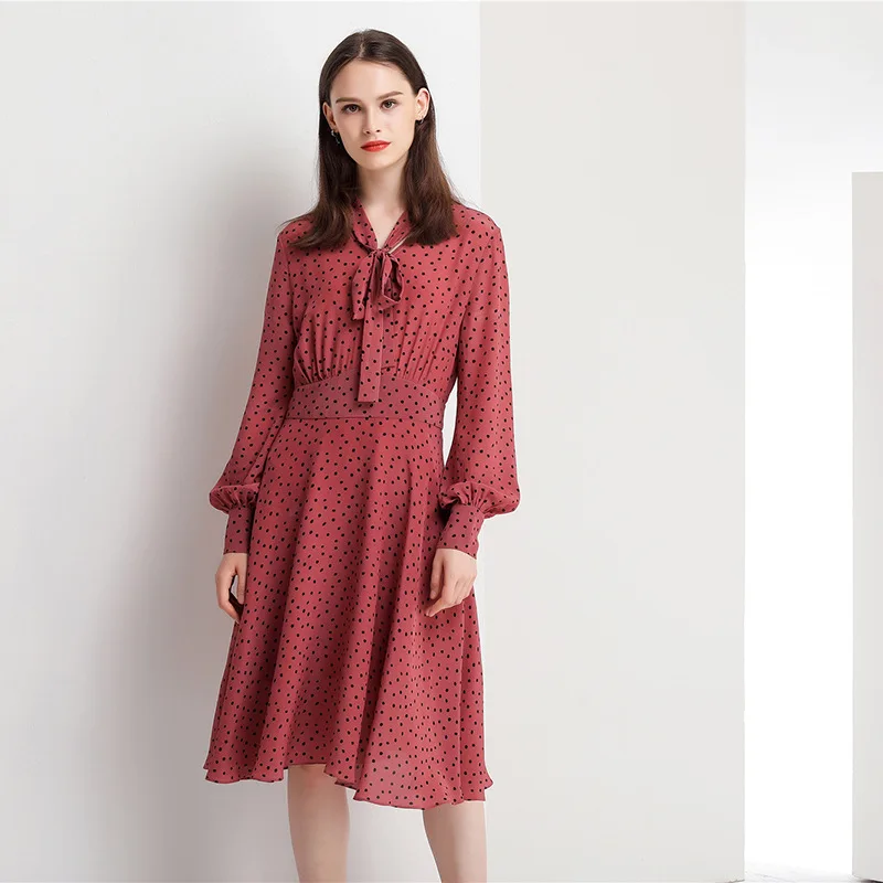 Roze Polka Dot Zijden Jurken Vrouwen 2020 Zomer Lange Casual Kantoor Werk Beach Party Jurk Plus Size Lange Mouwen Slim dropship Roze Polka Dot Zijden Jurken Vrouwen 2020 Zomer Lange Casual Kantoor Werk Beach Party Jurk Plus Size Lange Mouwen Slim dropship