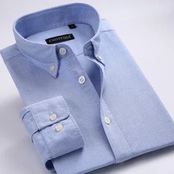 

Men's Fitted Button-Collar Solid Oxford Cotton Shirt Casual Standard-fit Long Sleeve High Quality Male Clothes Camisas De Hombre