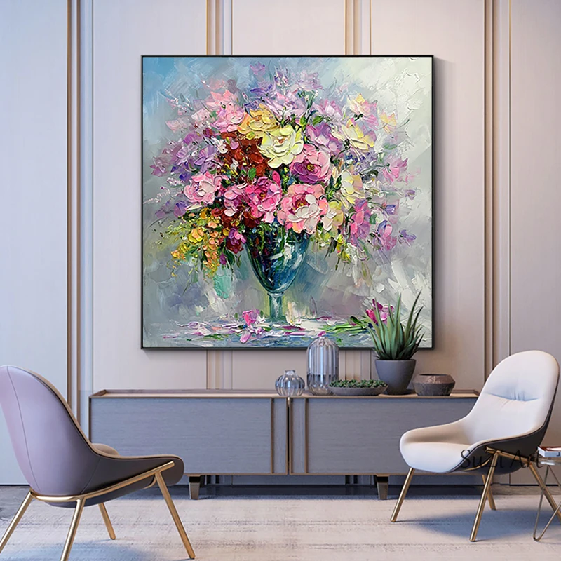 

Hand Painted Canvas Oil Paintings Modern Wedding Decor Knife Flower Wall Art Pictures Home Decoration For Living Room On Canvas