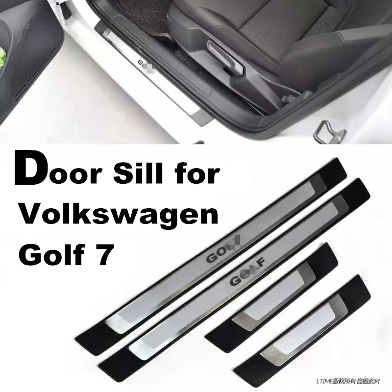 

High quality Stainless Steel & ABS Scuff Plate Door Sill Protector Sticker For Volkswagen Golf 7 Car Styling