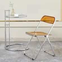 ัััะป Transparent Chair Ins Crystal Folding Chair Acrylic Dining Chair Photo Clothing Store Plastic Backrest Stool Home Furniture