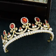 Корейский стиль невесты аксессуары красный головной убор стиль Свадьба барокко взрослых день рождения корона аксессуары корейский стиль