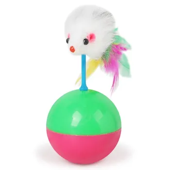 

Toy Cat With Tumbler Mouse Colored Chicken Feather Flocking Mouse Style Tumbler Mouse Ball