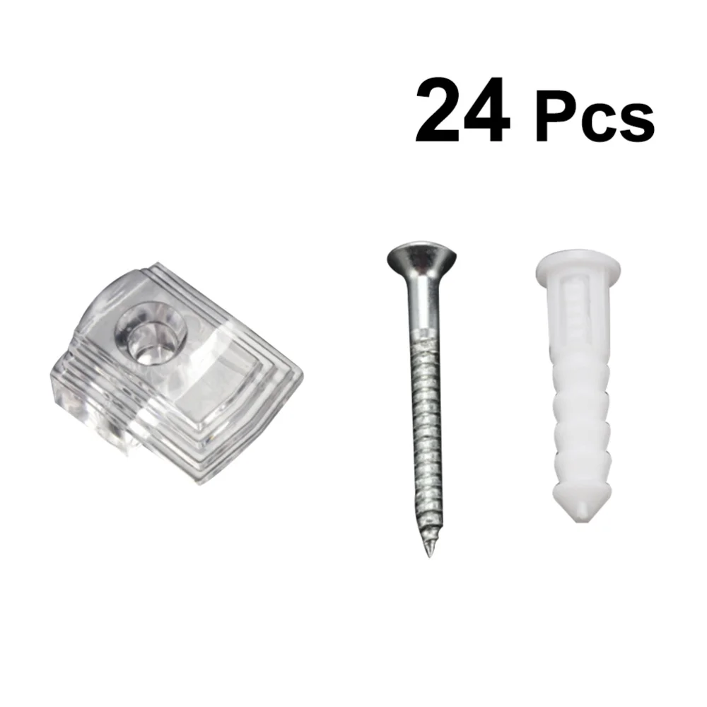 8 Mirror Hanging Fixing Kit Clear Plastic Fixing Clips Mirror Wall Mounting Clip 