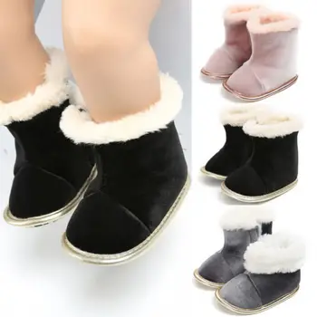 

Fashion New Winter Warm Baby Shoes Boots Girls Boys Snow Booties Antiskid Kids Flat Crib Shoes baby girl boots