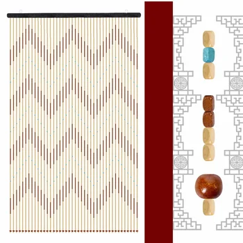 

90x175cm 31 Line Wooden Bead Curtain Fly Screen Handmade Wooden Blinds For Home Porch Bedroom Living Room Kitchen Gate Divider