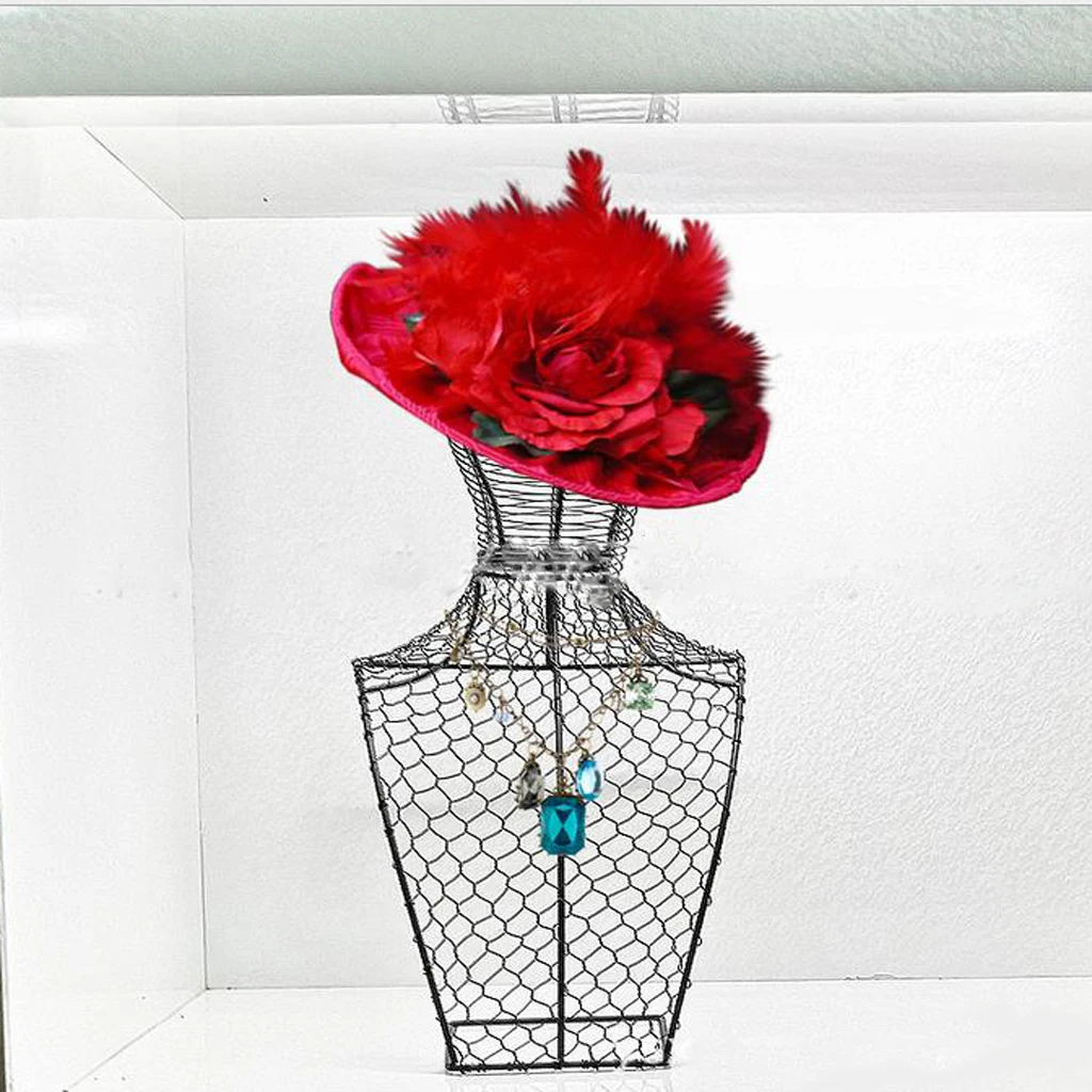 Detachable Metal Display Stand Mannequin Head And Half of Body Part For Displaying Sports Cap / Travel Hats / Scarfs Wig Stand