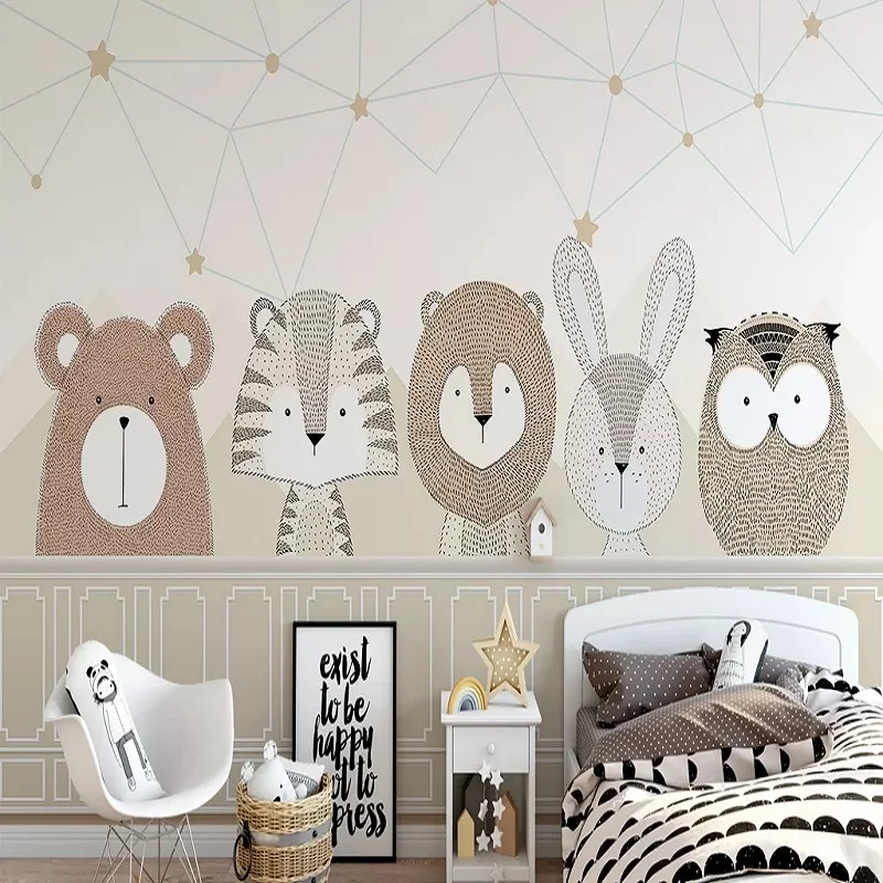 

5D embossedNew Custom large mural 3D wallpaper cute cartoon Nordic modern children's bedroom mural TV back wall decor deep