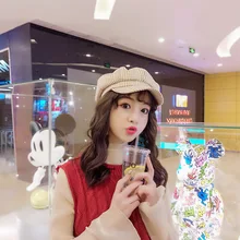 Женские Восьмиугольные шапочки, новые полосатые шапки для дам, осенне-зимний Ретро берет, модная кепка Newsboy, Женские винтажные береты в Корейском стиле