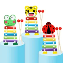 Смешные игрушки для детей Инструменты для ребенка игра Тигр Лягушка Божья коровка креативное красочное музыкальное животное деревянное ксилофон подарок музыкальные игрушки подарок