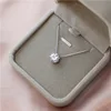 Cute 925 Sterling Silver Geometric Simple Round Choker AAA Zircon Pendant Necklace For Women Engagement Fine Jewelry NK005 ► Photo 1/6