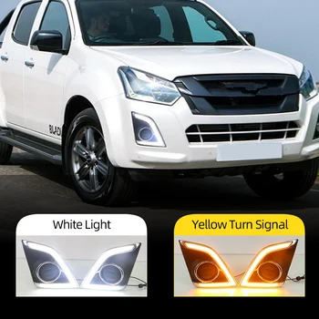 

CSCSNL 2Pcs 12V LED Car DRL Daytime running light for Isuzu Pickup truck D-max Dmax 2016 2017 fog lamp with yellow signal