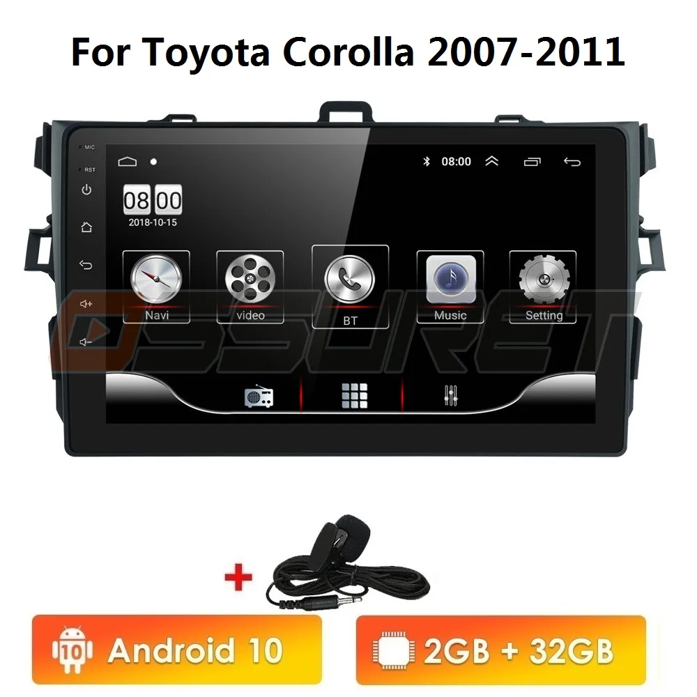 2 Din android 10 2 Гб RAM 32 ГБ ROM автомобильный Радио мультимедийный плеер для Toyota Corolla 2007 2008 2009 2010 2011 поддержка BT WIFI и 4G SWC|Мультимедиаплеер для авто| | АлиЭкспресс