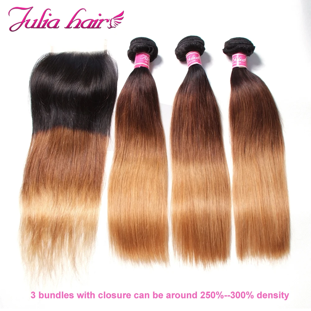 Malaysian Hair Bundles With Closure DIY Honey Brown Human Hair Wig Straight Lace Closure Wig Higher Density Ali Julia Remy Hair (2)