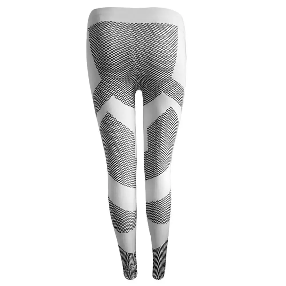 Breathable Women Sport Long Pants Digital Printed Design Lady Tight Running Yoga Sport Trousers Gym Leggings Pants Drop Shipping - Цвет: Белый