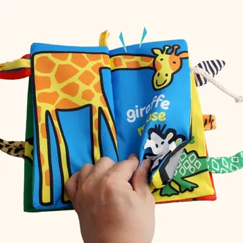 

Baby Animal Tails Cloth Books Soft Toys ring paper Fabric Book Hanging Crib Educational Cartoon Infant Newborns Cloth Book Toys