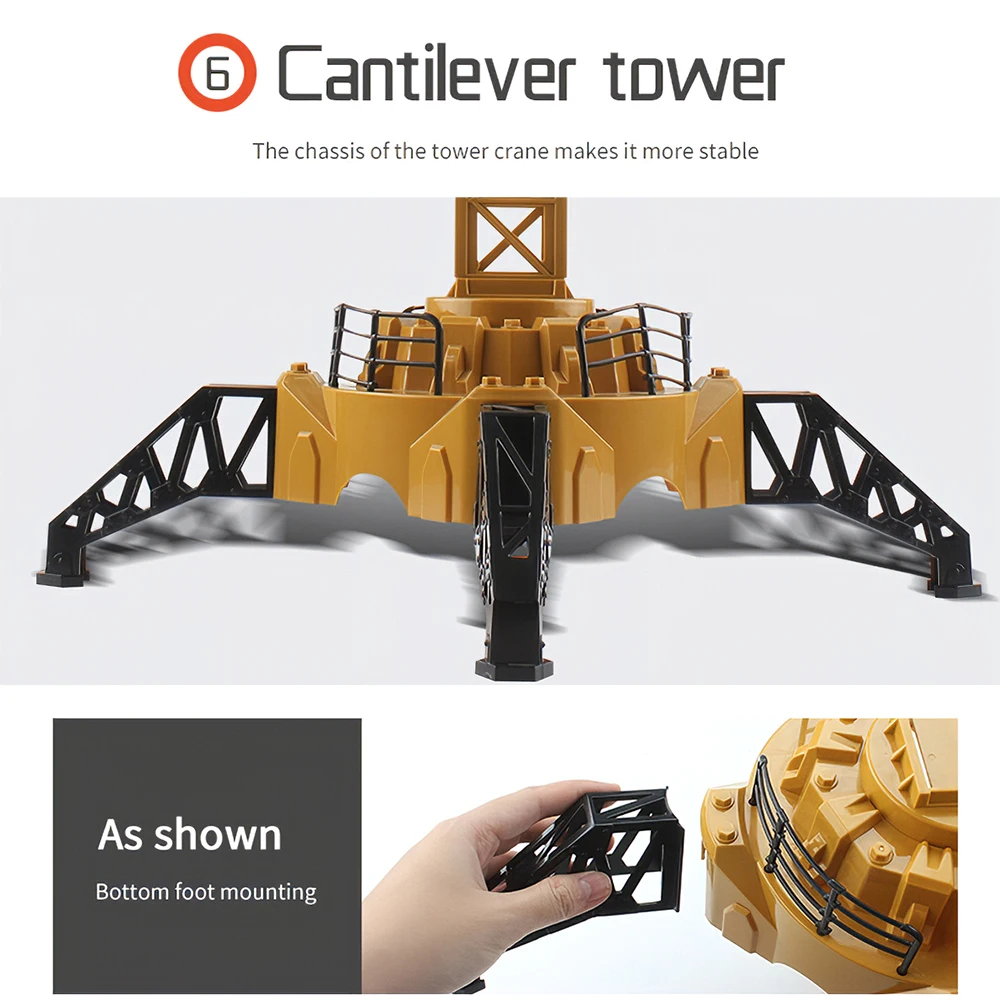 Радиоуправляемый башенный кран, 6 каналов, 128 см, 680 градусов, модель подъемника, 2,4 г, пульт дистанционного управления, строительный кран, игрушка со звуком, светильник для детей, подарок