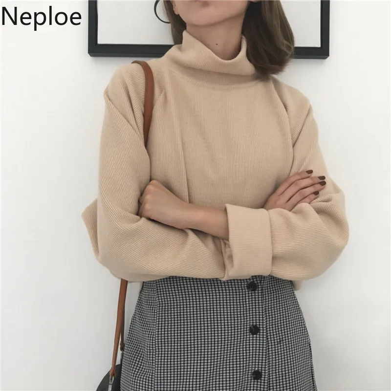 Neploe, водолазка, плотный пуловер, свитер, женский, свободный, вязанный джемпер, низ, Pull Femme, Осень-зима, одежда Sueter 48618
