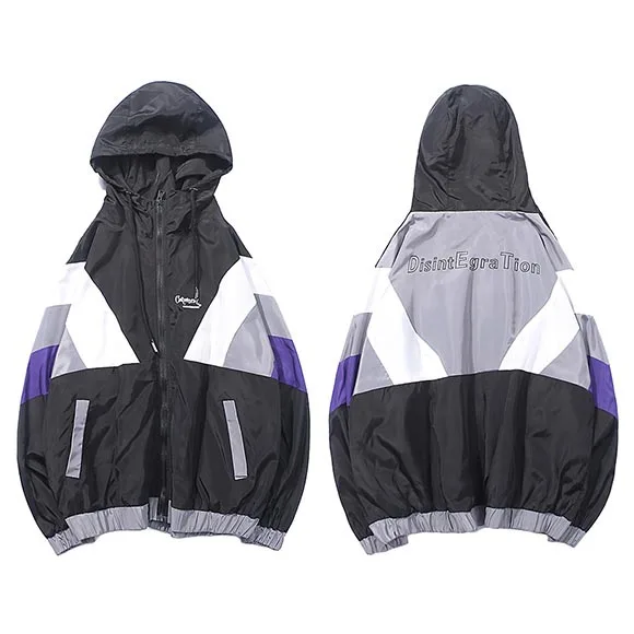 A93ZS8017 Black Harajuku спортивная куртка ветровка мужская уличная одежда с капюшоном в стиле хип-хоп куртка цветной блок осень Повседневная Толстовка Куртка пальто хипстер - Цвет: A93ZS8017 Black