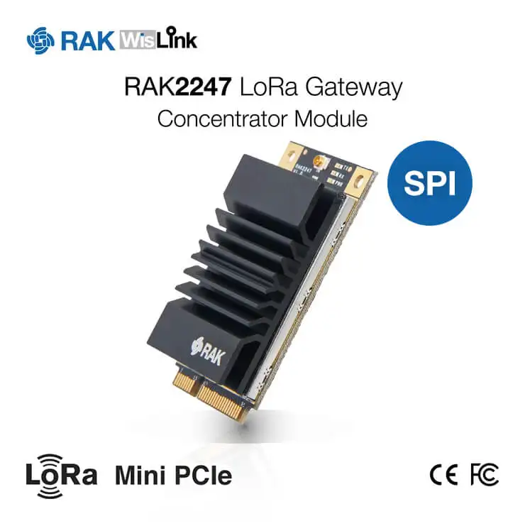 

RAK2247 SX1301Chip, , Industrial Grade Mini PCIe LoRa Gateway Concentrator Module, support SPI Interface