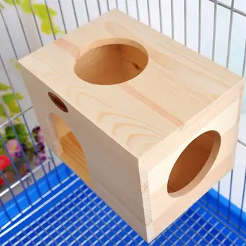 

Rectangular Chinchilla Chalet Toy Hamster Small Animal Wooden Toy House fixed Nest Pet Products 23*16*16cm