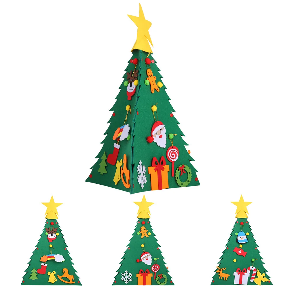 DIY 3D Войлок Рождественская елка детская игрушка Подарки искусственные Chtistmas дерево настенные подвесные украшения для украшения дома
