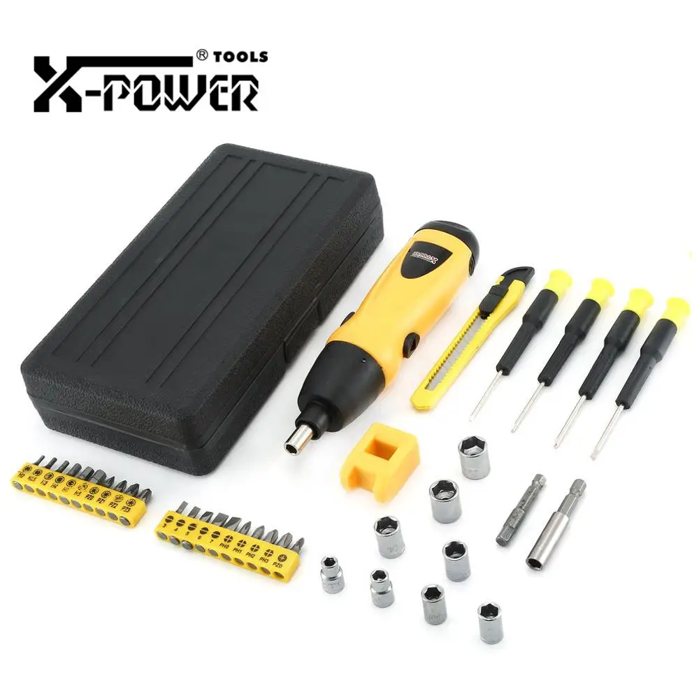 

X-power Mini Electric Screwdriver Set 6V AA Battery Multi Functional Cordless Screw Driver With 36Pcs Accessories For Household