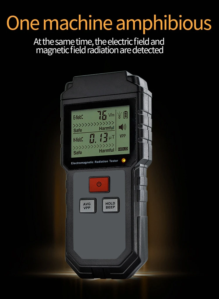Electromagnetic Radiation Tester Electric Field& Magnetic Field Tester Sound Light Alarm RZ825