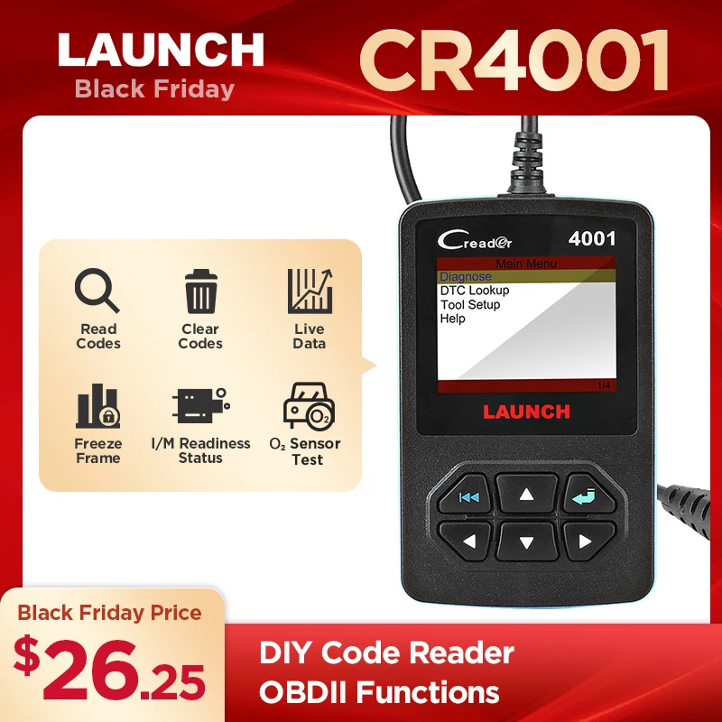 Launch Creader 4001 OBD2 сканер для считывания кодов неисправностей автомобиля автоматический диагностический инструмент для сканирования Автосканер автомобильный OBD 2 Диагностика CR4001